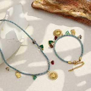 Set di Gioielli Dreamshow con Ciondolo Sole, Collana e Bracciale Fatti a Mano con Catena in Corda per Donna - Product Image 4