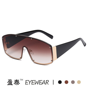 Yingtai Eyewear <b>Oversized</b> <b>Sunglasses</b> Plastic And Metal Frame UV400 Protection Unisex Street Style - Product Image 3