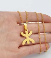 Colliers pendentifs en acier inoxydable avec symboles berbères africains, bijoux marocains