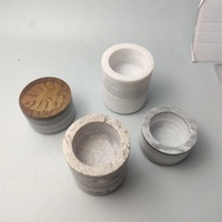 Tazón de sal y pimienta de mármol de combinación gratuita de la mejor calidad, tapa de madera, grabado personalizado, el logotipo