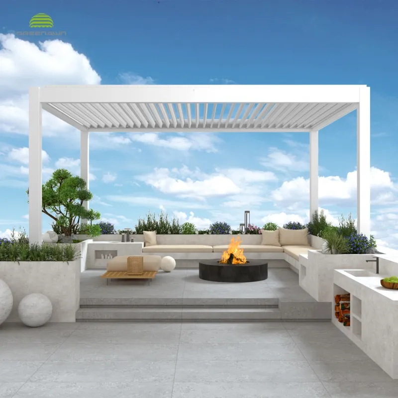 Modern motorized pergola furniture adjustable sunroof aluminum louver pergola shutter garden set