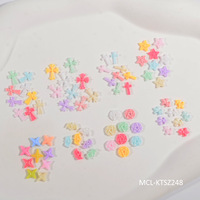 Aksesoris Kuku Resin Bentuk Bintang Pentagram Warna-Warni Campuran Grosir, Perlengkapan Kuku Trendi untuk Desain Manikur Salon