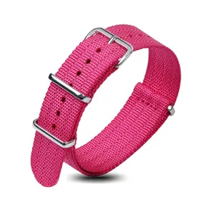 Factory Sale Magenta Nylon Watch Strap In 16mm 18mm 20mm 22mm With Polished/Brushed/Matte 304L SS Hardware