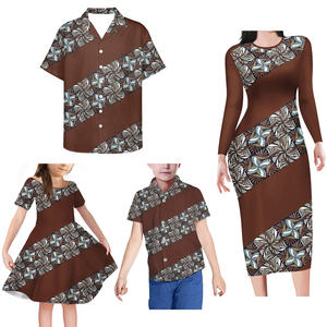 Impresión personalizada <span class=keywords><strong>tatuaje</strong></span> polinesio vestido familia a juego vestidos Sexy Bodycon Vestido <span class=keywords><strong>de</strong></span> manga larga conjunto familiar - Product Image 5