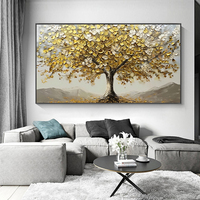 Arbre de vie doré, paysage abstrait, tableaux muraux et peinture sur toile pour la décoration de la maison, Cuadros, décoration de salon