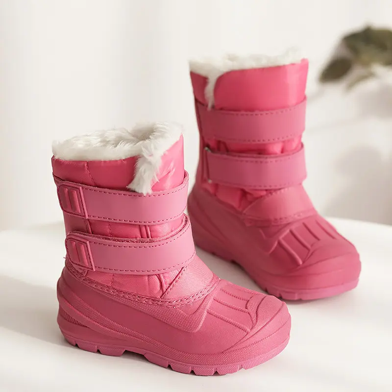 Winter outdoor warm boys and girls plus velvet waterproof non-slip cartoon children's snow boots wholesale