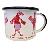 Mug de camping en métal émaillé coloré classique fantaisie personnalisé 350 ml Poignée Logo imprimé Lave-vaisselle Micro-ondes Sûr Cadeau contemporain