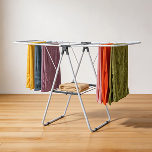 Séchoir à <span class=keywords><strong>linge</strong></span> pliable et portable personnalisable, sur pied, <span class=keywords><strong>grande</strong></span> capacité, avec ailes, en métal - Product Image 5