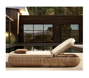 Handwoven wicker wrapped powdercoated aluminum frame chaise outdoor sofa sets furniture set lounger pool sunbed garden daybed