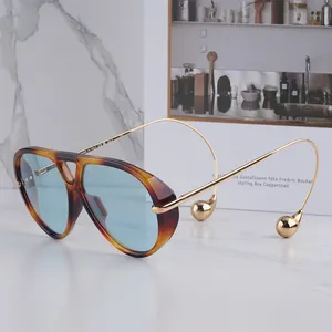 Gafas de Sol Unisex de Moda, Estilo Piloto, Color Tortuga Dorado, Originales, de Lujo Ligero, Doble Puente, Aleación, Protección Solar UV400, <span class=keywords><strong>PC</strong></span> - Product Image 1
