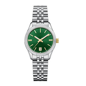 Bracelet en acier argenté Cadran vert Calendrier Mode Made In China Femme Montre à quartz Acier inoxydable Orologio Lusso <span class=keywords><strong>2022</strong></span> - Product Image 1