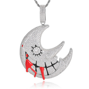 Hip Hop Necklace Moon Pendant Necklace Trippie <b>Red</b> Same Style Exaggerated Funny Fashion Jewelry Accessories - Product Image 2
