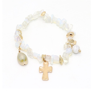 Nouveaux Accessoires De Mode en pierre naturelle enfants bracelet de charme avec petit bracelet en coquille - Product Image 6
