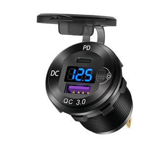 12 V <span class=keywords><strong>USB</strong></span> C nhôm xe sạc ổ cắm 12 Volt <span class=keywords><strong>USB</strong></span> Outlet PD 20W và sạc nhanh 3.0 18W xe <span class=keywords><strong>USB</strong></span> Cổng không thấm nước với Vôn kế - Product Image 1