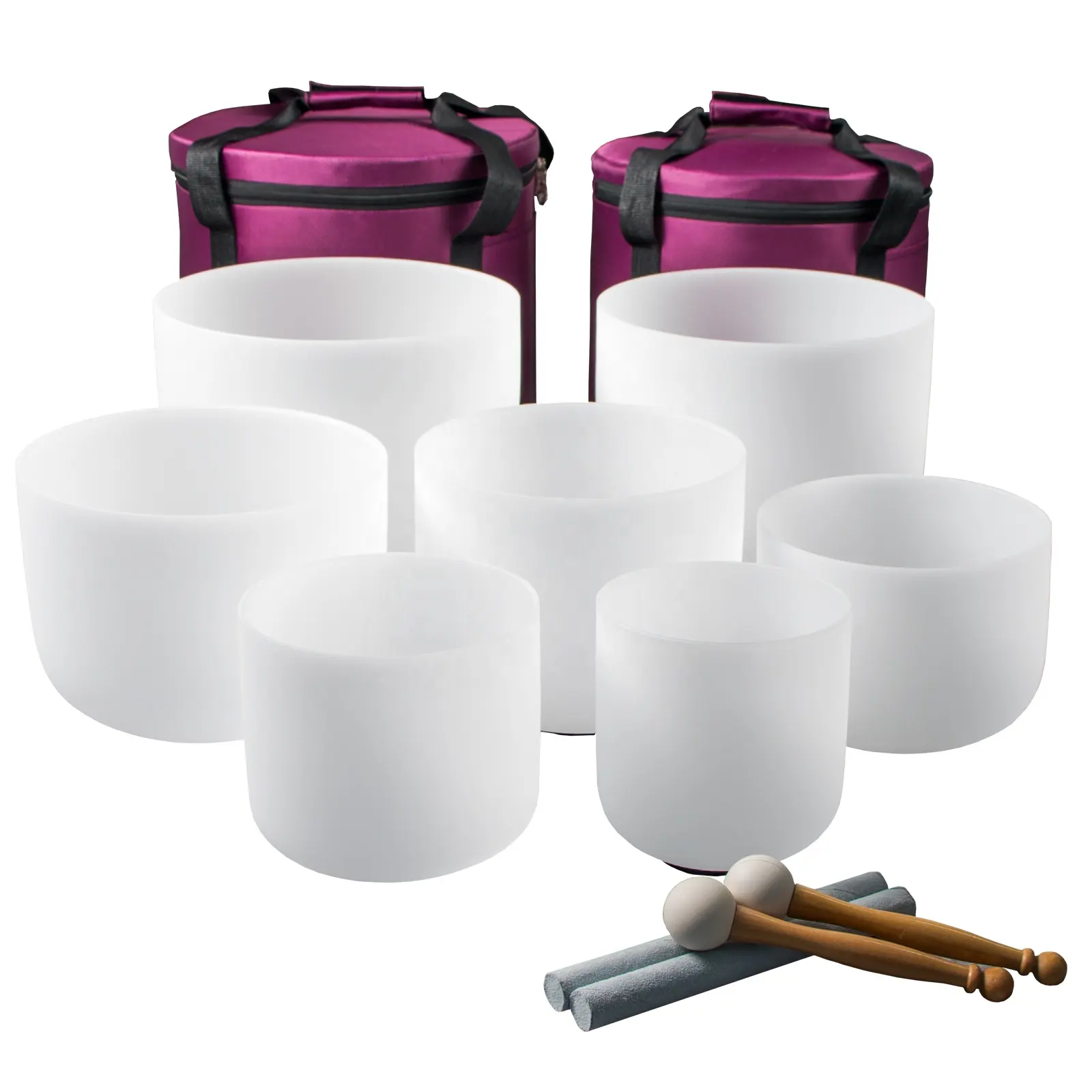 Заводская оптовая продажа, Матовые Белые 6-12 дюймовые хрустальные поющие чаши с чехлом для заживления звука