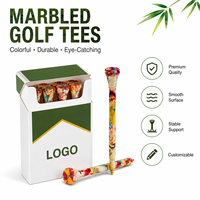 Tees de golf en bambou 70 mm, nouveau style, durables, couleurs mélangées, logo personnalisé, motif marbré