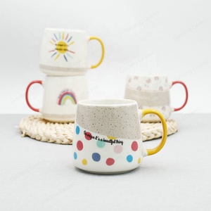 أحدث تصميم من الخزف السيراميك قوس قزح القهوة كوب الشاي باللبن مع قشة القدح الملونة قوس قزح تصميم من القهوة القدح - Product Image 3