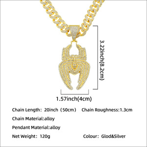 2026 Hiphop Popular Design Spider Pendant <b>Animal</b> Necklace Street Gold Silver Plated Men's Necklaces Fashion Jewelry Wholesale - Product Image 4