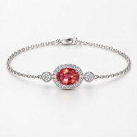 18K Gold IGI Labor-gezüchtetes Ovales Halo-Kettenarmband 14,69g 999 Reinheit Feiner Schmuck Großhandel
