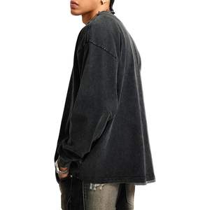 Custom Unisex Oversized <b>Crewneck</b> Tshirts Vintage Acid Wash Long Sleeve Cotton Basic Baggy <b>Sweatshirts</b> for <b>Men</b> & Women - Product Image 5