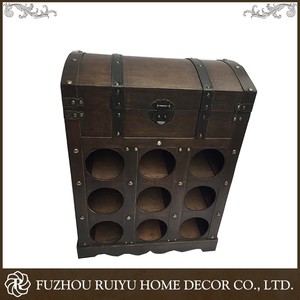 Wholesale 100% Solid Wood Retro Craft Product Large Classic Wooden Trunk <strong>Brown</strong> <strong>Storage</strong> <strong>Box</strong> for Wine With Handle - Product Image 6