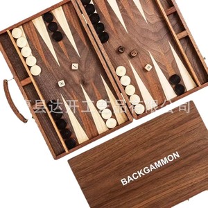 Wooden <b>Backgammon</b> <b>Board</b> Foldable Portable 19in Game Set Tabletop Strategy Game - Product Image 5