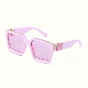 Gafas de Sol de Piloto de Lujo de Diseño Nuevo 2022, con Incrustaciones de Diamantes, Lentes Cuadradas Grandes con Degradado, Unisex, con Cadena - Product Image 4