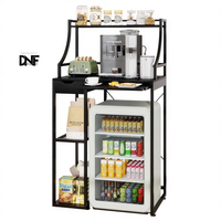 Meuble de bar à café réglable en hauteur, étagère de boulanger, espace pour mini-réfrigérateur, noir |   Tiroir coulissant pour station de boissons, micro-ondes