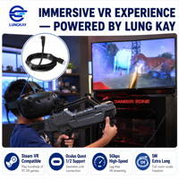 Cable de conexión LUNG KAY VR de 5 Gbps USB 3.0 Tipo-A a 90 grados °   Cable de Datos Tipo-C para Oculus Quest Steam VR OEM Personalizado