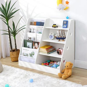 Estantería de madera de 4 niveles para niños, estantería de eslinga, estante de almacenamiento para bebés, organizador de libros para niños, exhibición de libros frontal para niños pequeños - Product Image 2