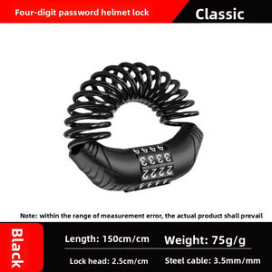 Candado para Casco Clásico con <span class=keywords><strong>Cadena</strong></span>, Combinación de 4 Dígitos, Candado para Casco con Contraseña, Cable de Acero Resistente al Agua, Candado Antirrobo para <span class=keywords><strong>Bicicleta</strong></span> - Product Image 6