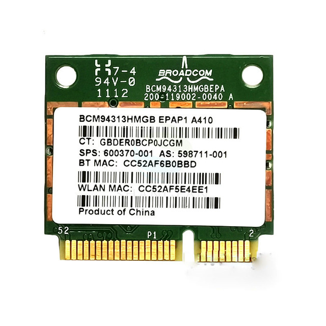 Wireless Card Adapter for Broadcom Bcm94313HMGB AW-NB047H BCM4313 Half Mini Pci-e Wifi Net-work Card with BT 4.0