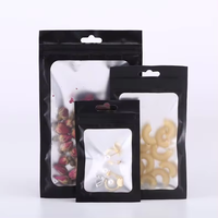 Emballage personnalisé recyclable et imprimé par gravure Sacs en mylar noir avec fenêtre Pochette debout en plastique à fermeture éclair mate