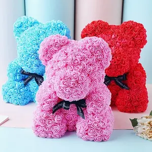 Qakgl Aanpassen 25 40 Valentijnsdag Geschenken Kunstmatige Pe Foam Rose Bloemen Teddybeer Met Geschenkdoos