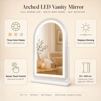 Miroir de Maquillage LED avec Bande Diffuseur, Verre Anti-Distorsion 30x40cm, Lumière Chaude, Naturelle, Froide, Pivotant à 360° pour Spa, Boutique, Hôtel