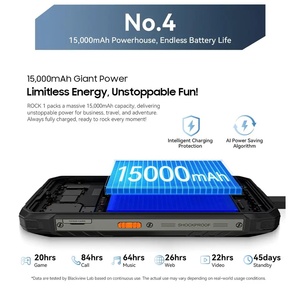 Smartphone robuste <span class=keywords><strong>Blackview</strong></span> ROCK 1, double écran, batterie 15000 mAh, 55 W, 8 Go + 256 Go, appareil photo 16 MP, 4G Android NFC <span class=keywords><strong>IP68</strong></span>/IP69K 90 Hz - Product Image 6
