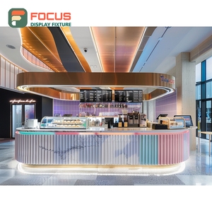 ตู้โชว์กาแฟหรูหรา ประตูกระจก โซนสินค้า ฐานไม้วอลนัท ตู้โชว์สินค้าคาเฟ่ - Product Image 5