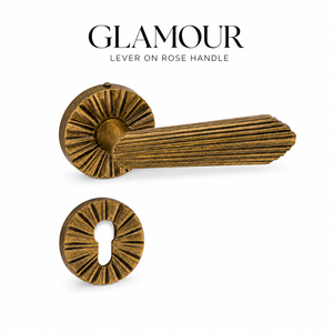 มือจับประตูแบบก้านโยกสไตล์อิตาเลียนโบราณ เคลือบด้าน รุ่น Glamour พร้อมหัวก้านสีโรสโกลด์ อุปกรณ์ตกแต่งประตูภายในระดับพรีเมียม สำหรับบ้าน สำนักงาน และใช้งานเชิงพาณิชย์ - Product Image 1