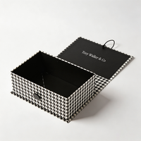 Boîte d'emballage rigide à couvercle rabattable, imprimée pied-de-poule, sans plastique, personnalisée pour accessoires vestimentaires – Emballage boutique haut de gamme