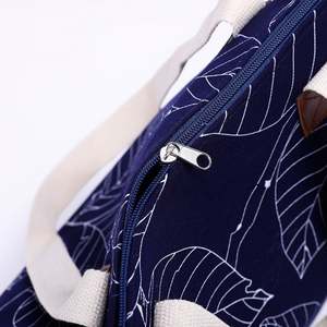 Wholesale Customized Logo Good Quality Durable Canvas <b>Tote</b> <b>Bag</b> with <b>Pocket</b> Vintage Zipper Closure Beach Handbags - Product Image 5