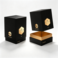 Boîte cadeau rigide personnalisée de luxe, emballage noir et or de qualité supérieure pour les marques de produits alimentaires et de cadeaux gastronomiques