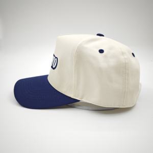 Casquette de baseball unisexe de haute qualité, personnalisée, à 5 panneaux, bicolore, en tissu Oxford, avec broderie à pois et fermeture réglable - Product Image 4