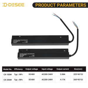 Fuente de Alimentación Magnética para Riel DESEE OEM ODM, DC 48V 100W 200W, Controlador LED para Iluminación de Proyectos - Product Image 2