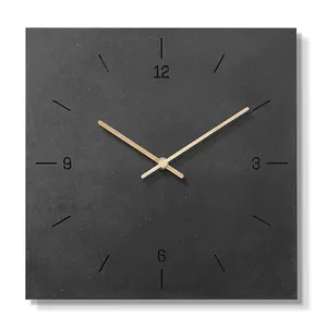 Horloge murale en bois Mdf minimaliste, nouveau Design, Logo personnalisé, bref anneau noir en bois carré, horloge Simple pour la maison et le bureau, 2023