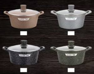 Ensemble de 10 casseroles et poêles <span class=keywords><strong>en</strong></span> granit de style golf grande capacité, antiadhésives, avec poignées dorées pour la conservation des aliments et le stockage - Product Image 4