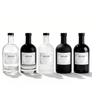 Botella de <span class=keywords><strong>Vodka</strong></span> de Vidrio Grueso de Alta Calidad de 100 ml, 200 ml, 375 ml, 500 ml, 1000 ml, Botella Vacía para Alcohol con Tapón para Destilería - Product Image 2