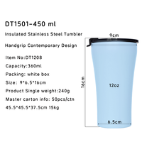 Bouteille isotherme personnalisée OEM de 15 oz avec couche intérieure en céramique en option, couvercle anti-fuite et base en silicone antidérapante