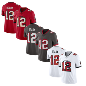 Высококачественные футболки Tampa Bay 12 # Tom Brady для американского футбола быстросохнущие дышащие сшитые майки - Product Image 1