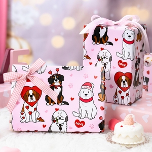 Pink Puppy Love Wrapping <b>Paper</b> <b>Roll</b> Cute Pink Dog Pattern White Hearts Reversible Gift <b>Wrap</b> for Valentine’s Day - Product Image 1