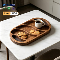Nouvelles Assiettes de Service Compartimentées Classiques en Bois d'Acacia Non Toxique pour le Petit-Déjeuner, les Noix et les Fêtes – Vente en Gros Populaire
